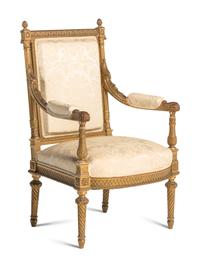 A Set of Four Louis XVI Style Giltwood Fauteuils