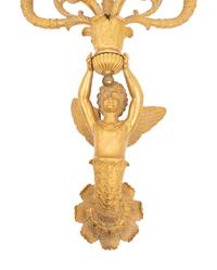 A Pair of Empire Gilt Bronze Five-Light Wall Lights