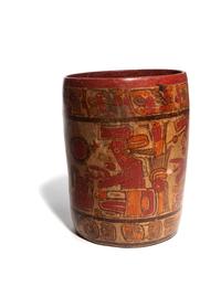 A Mayan Pottery Cylindrical Urn