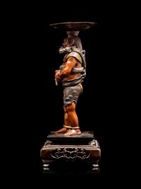 A Patinated and Gilt Bronze Figure of Oni