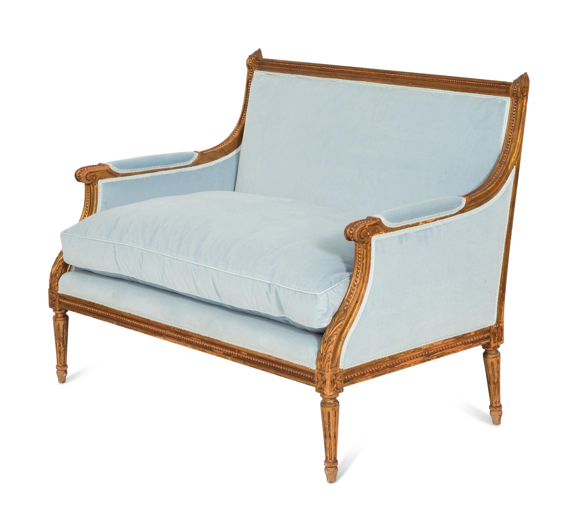 A Louis XVI Style Giltwood Canapé