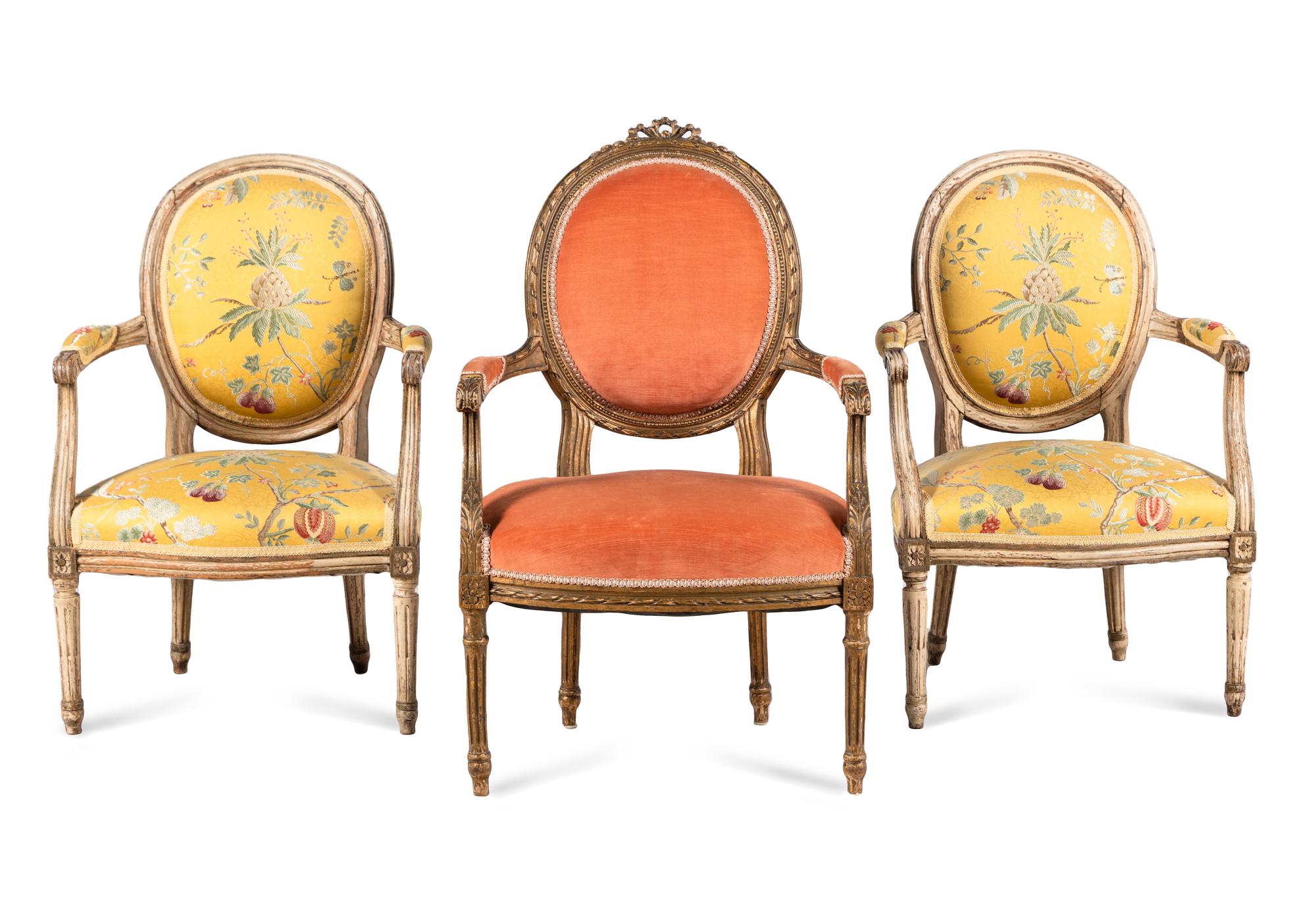 A Pair of Louis XVI Painted Fauteuils