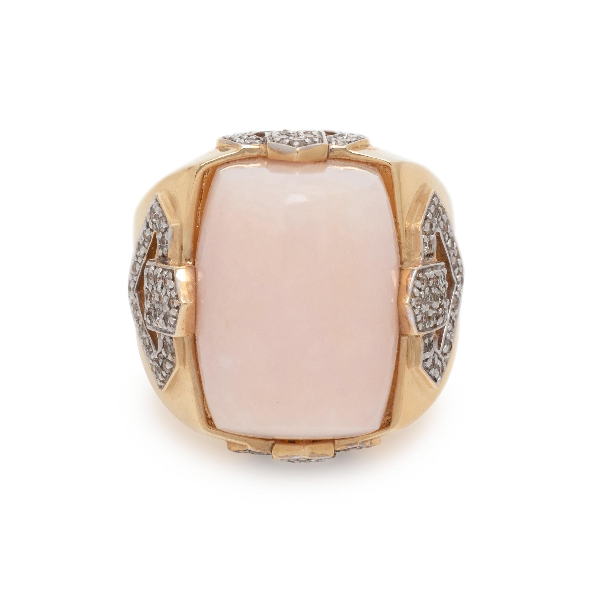 PINK OPAL AND DIAMOND RING