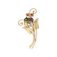 YELLOW GOLD AND MULTIGEM BROOCH