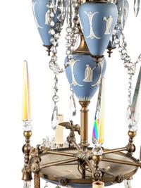 A French Gilt Bronze, Cut Glass and Jasperware Six-Light Chandelier