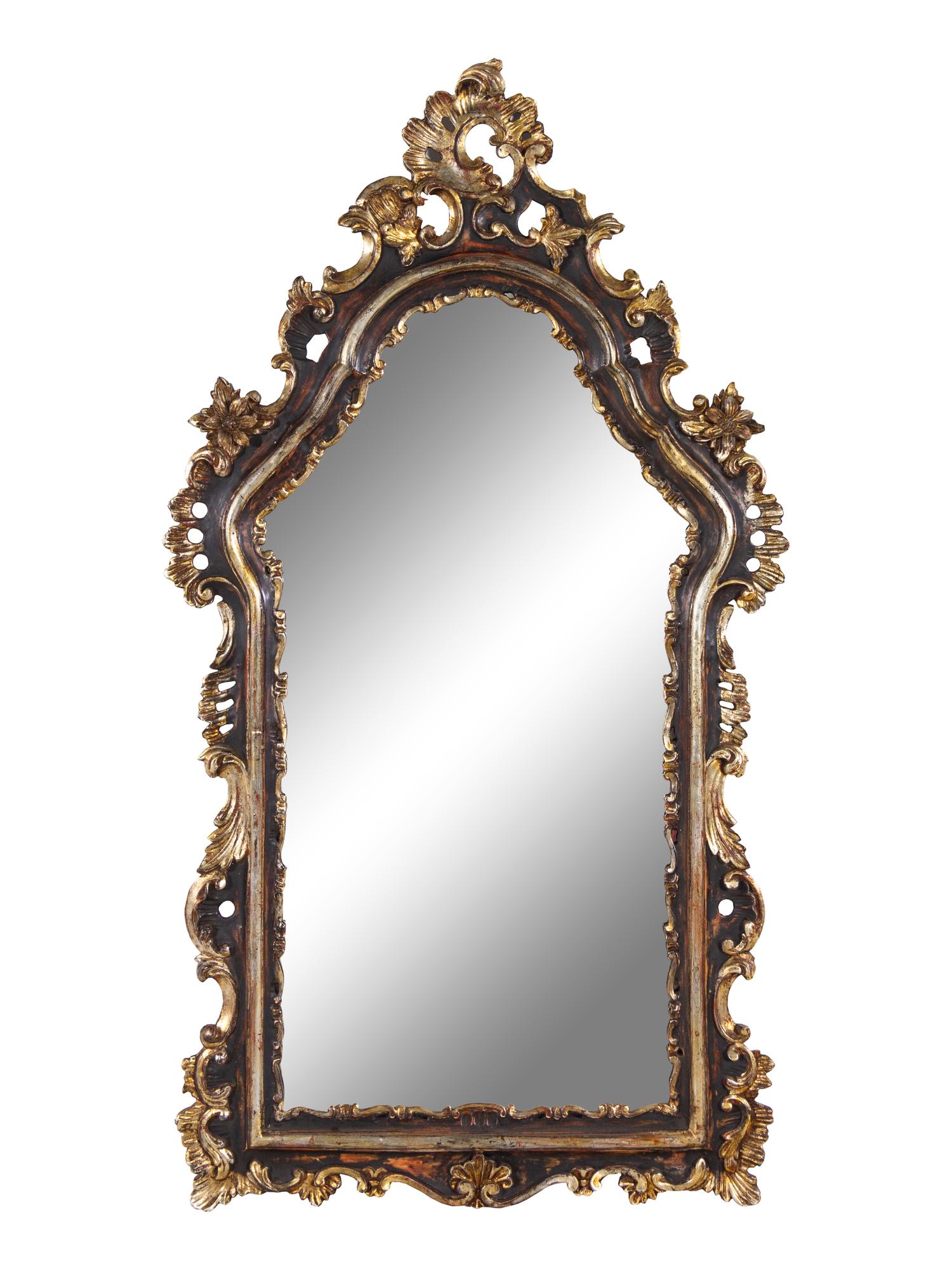 A Louis XV Style Painted and Part-Silvered Console Table and Mirror