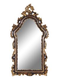 A Louis XV Style Painted and Part-Silvered Console Table and Mirror