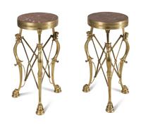 A Pair of Neoclassical Style Gilt Bronze and Marble Side Tables