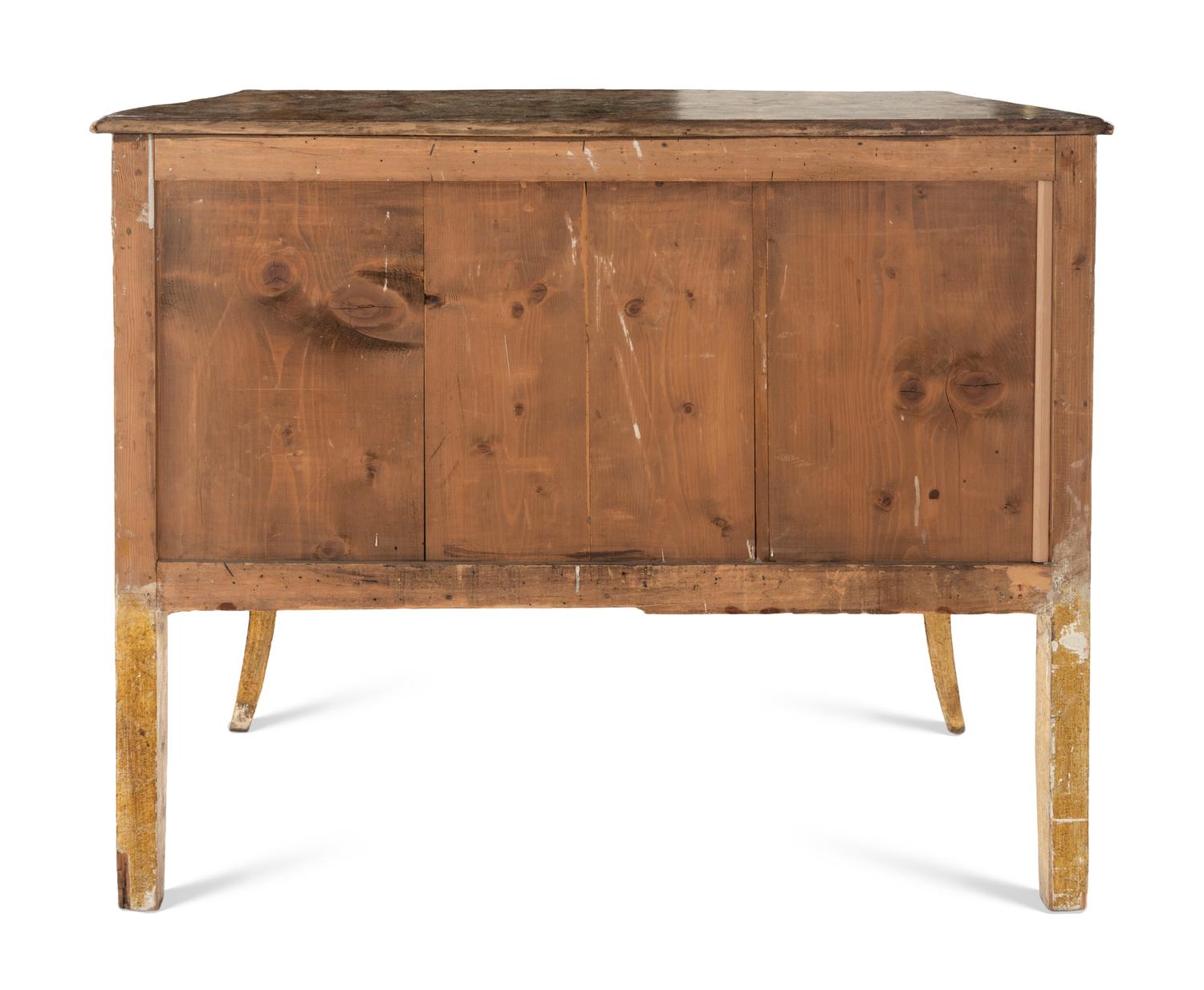 A Continental Painted Faux Marble-Top Commode