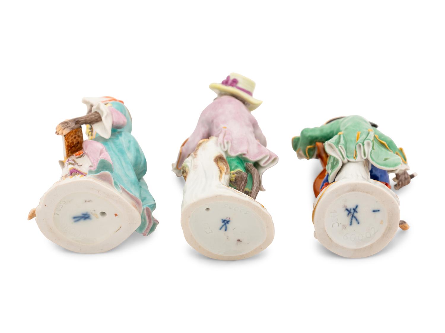 Six Meissen Porcelain Monkey Musicians