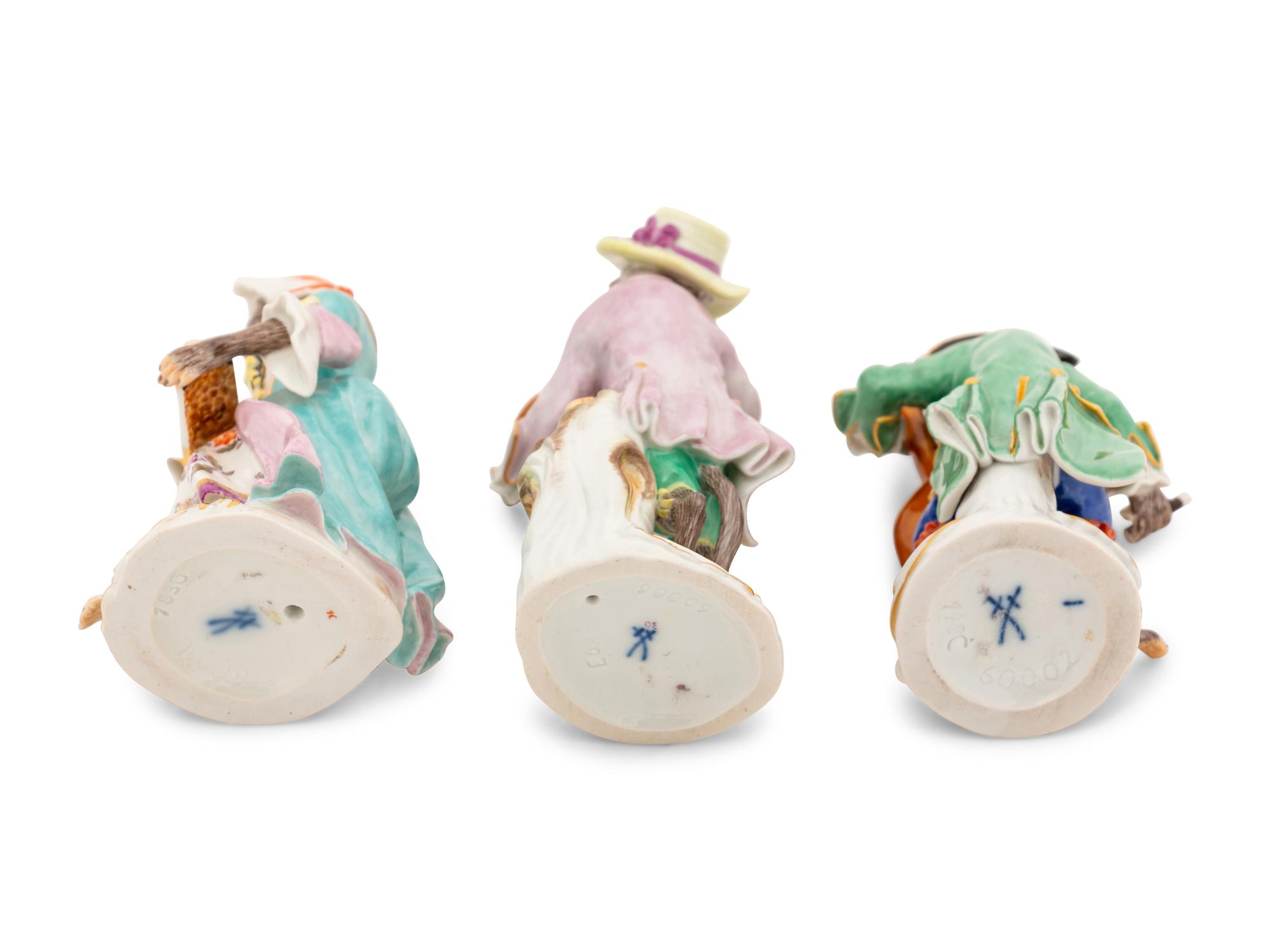 Six Meissen Porcelain Monkey Musicians
