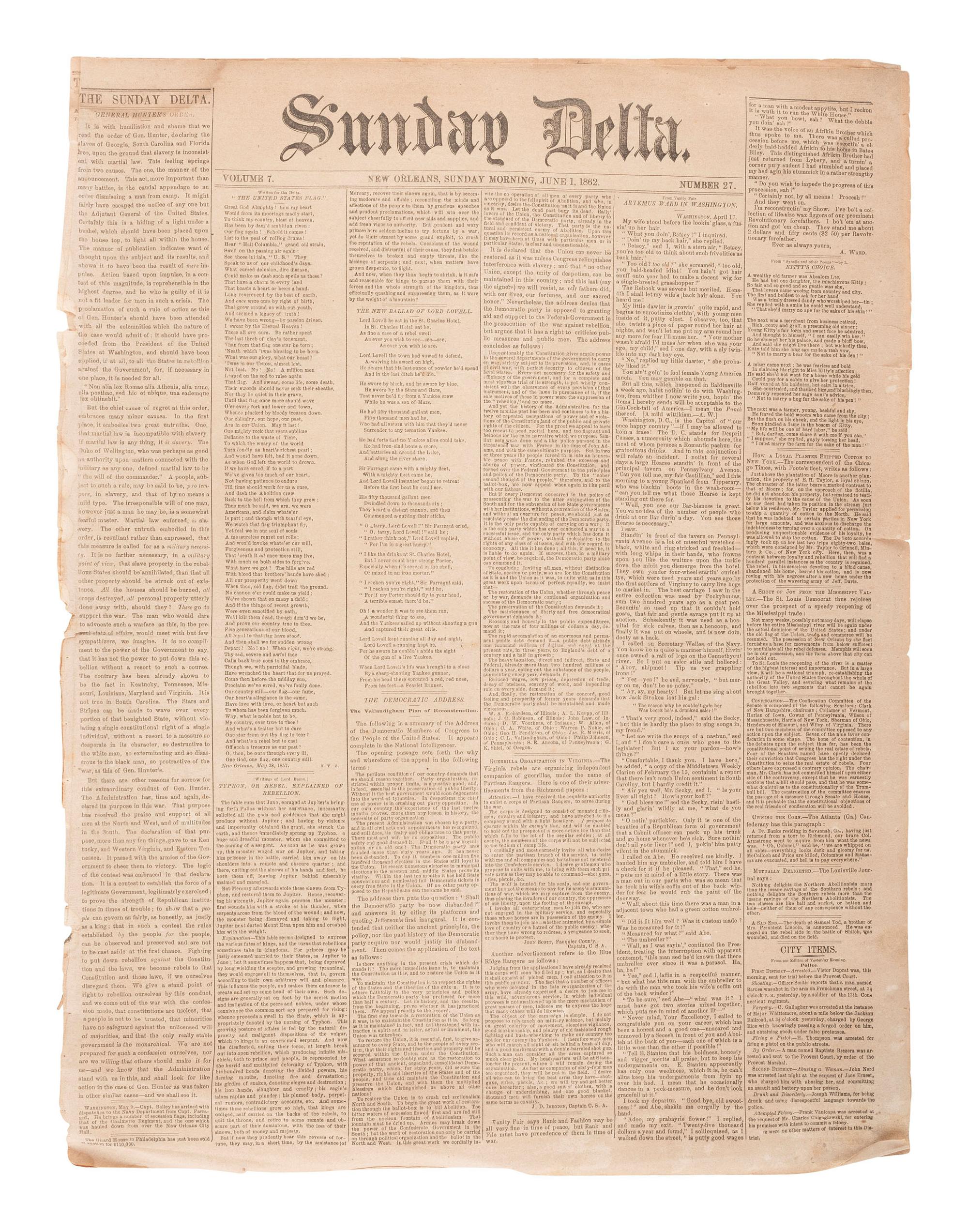 [NEW ORLEANS]. Extensive collection of 200+ New Orleans newspapers dating from the 19th century.