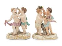 A Pair of Meissen Porcelain Figural Groups