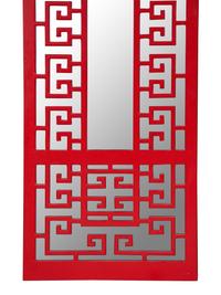 A Set of Four Red Lacquer Mirrored Wall Panels