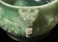 A Chinese carved jadeite archaistic censer 翡翠香爐