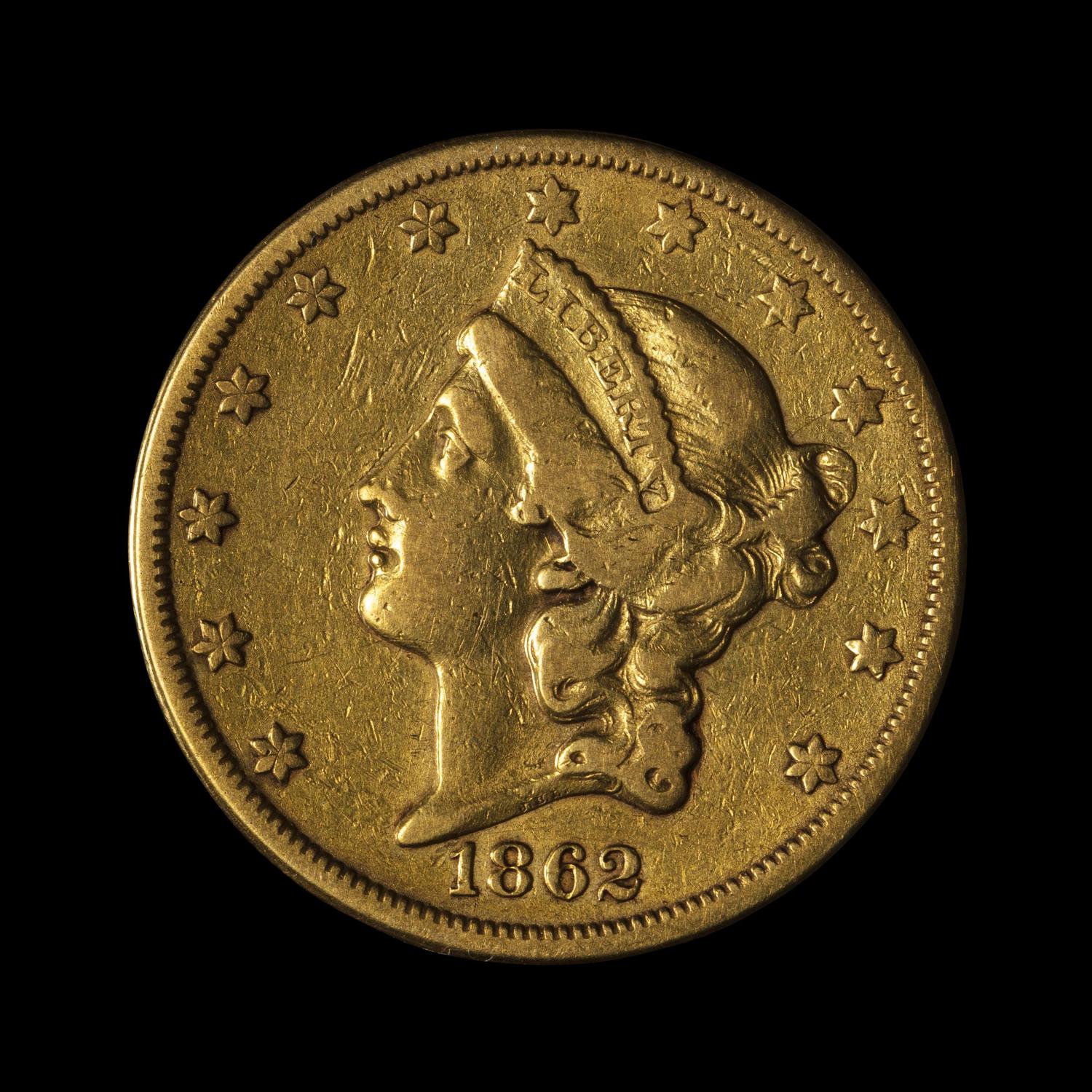 An 1862-S Liberty Head $20 Gold Coin