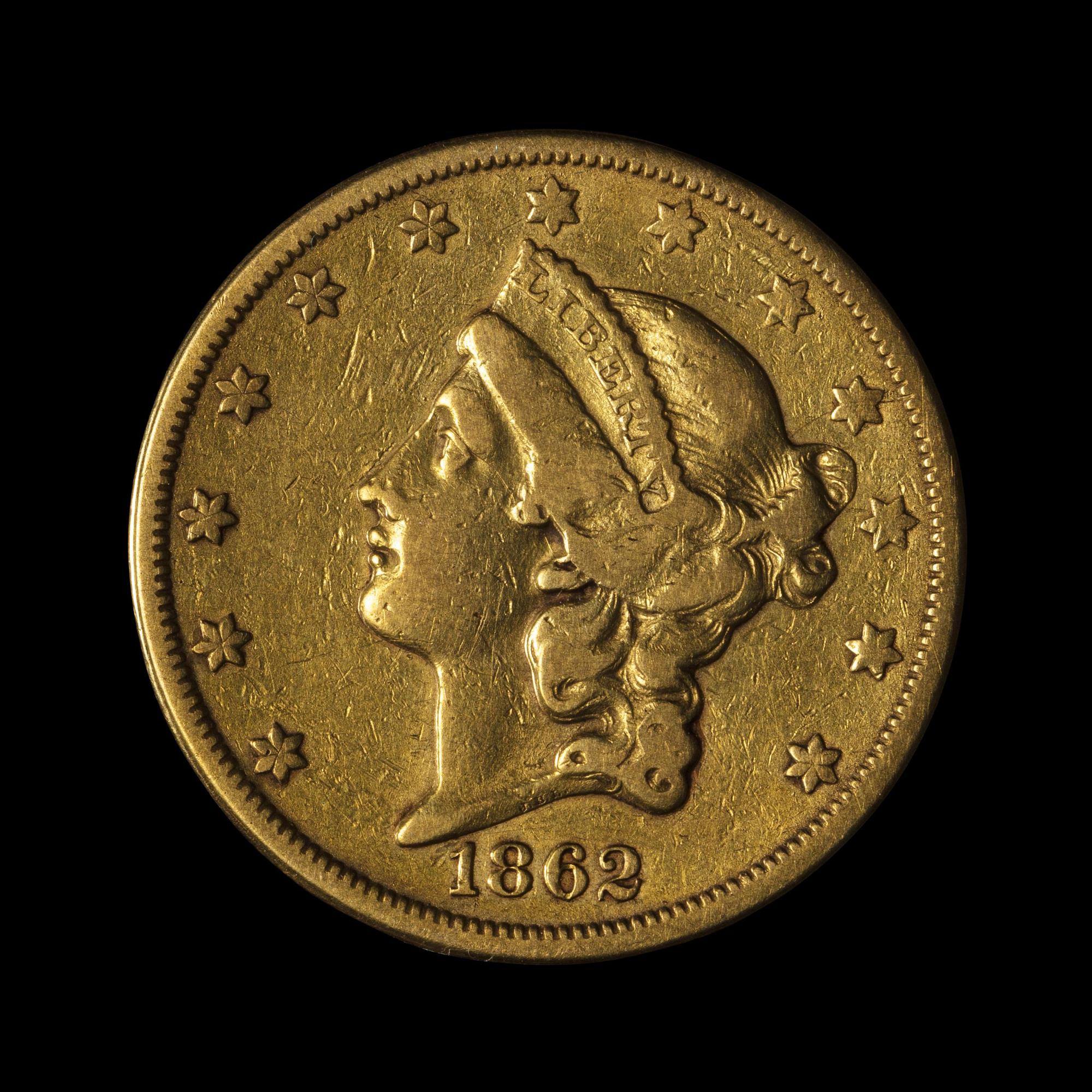 An 1862-S Liberty Head $20 Gold Coin