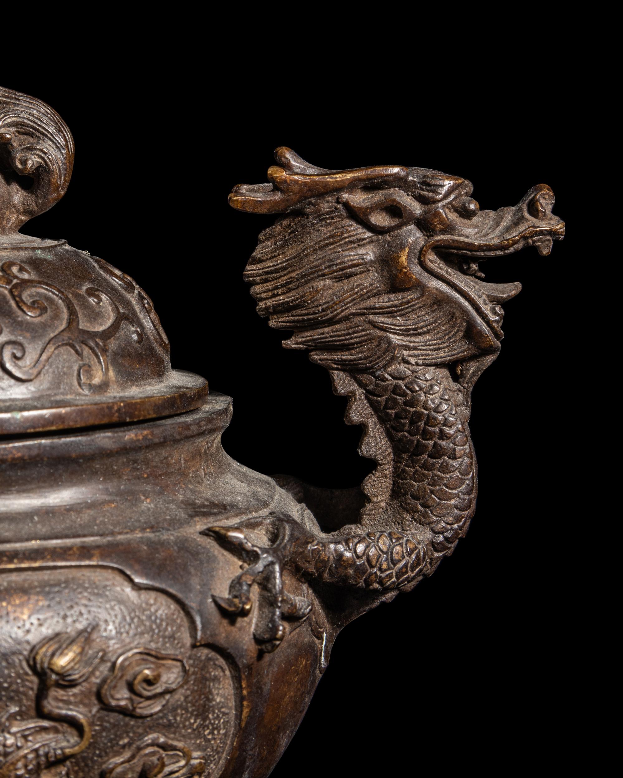 A Chinese Bronze Covered Incense Burner