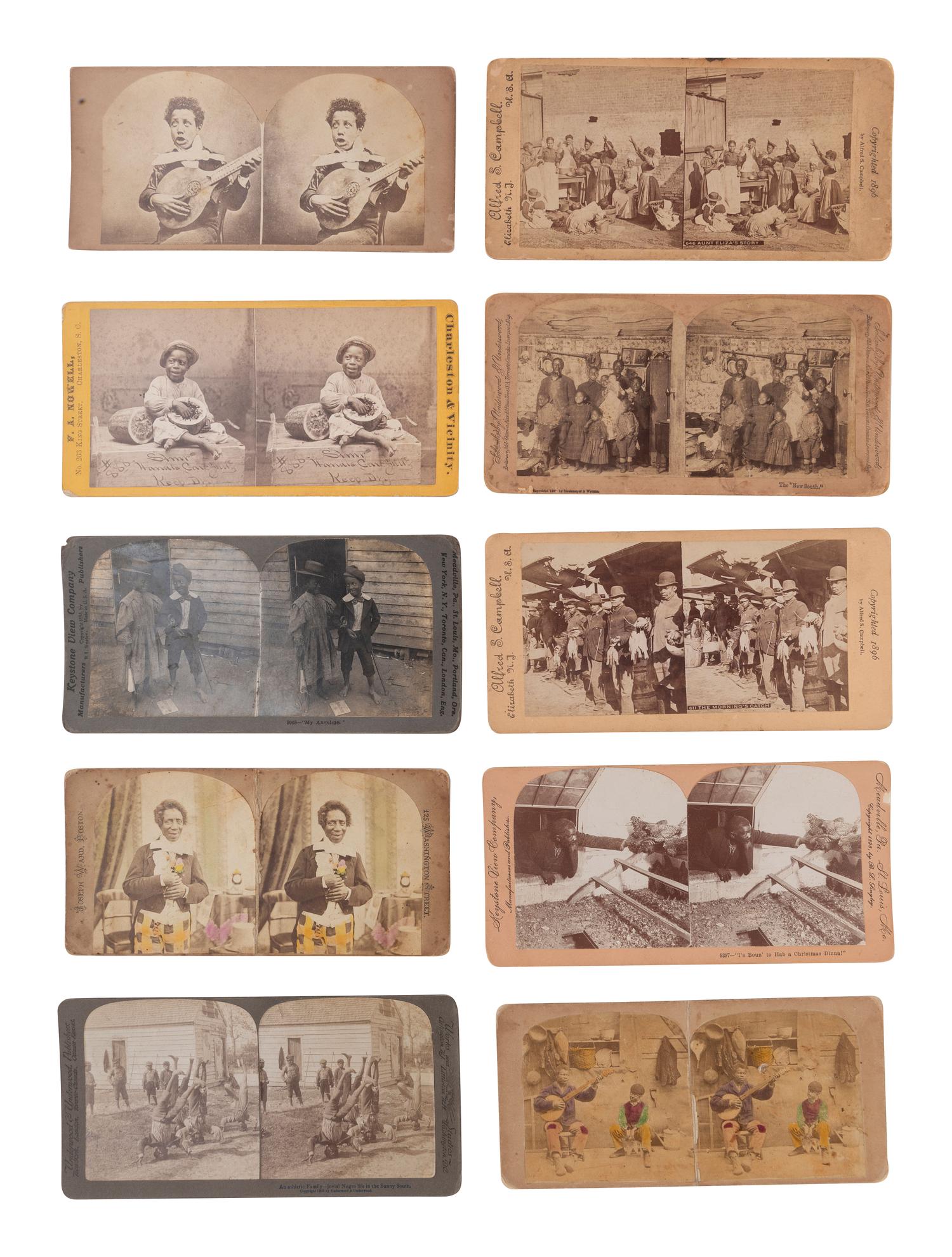 [African Americana] Group of 13 Stereoviews of African American Personalities, incl. Occupational Portraits