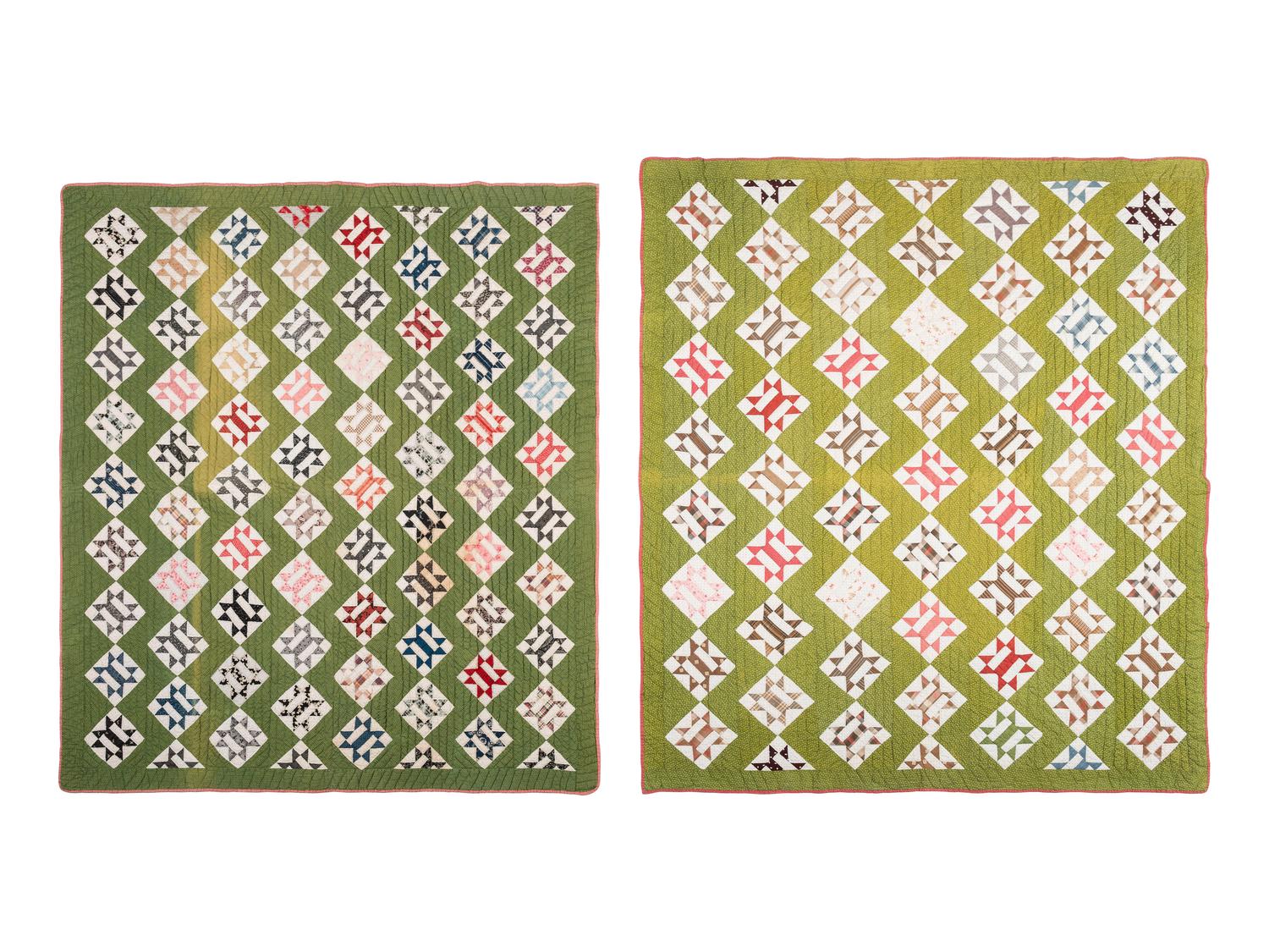 A Pair of Pieced and Patched Cotton Quilts