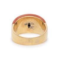 CORAL AND DIAMOND RING