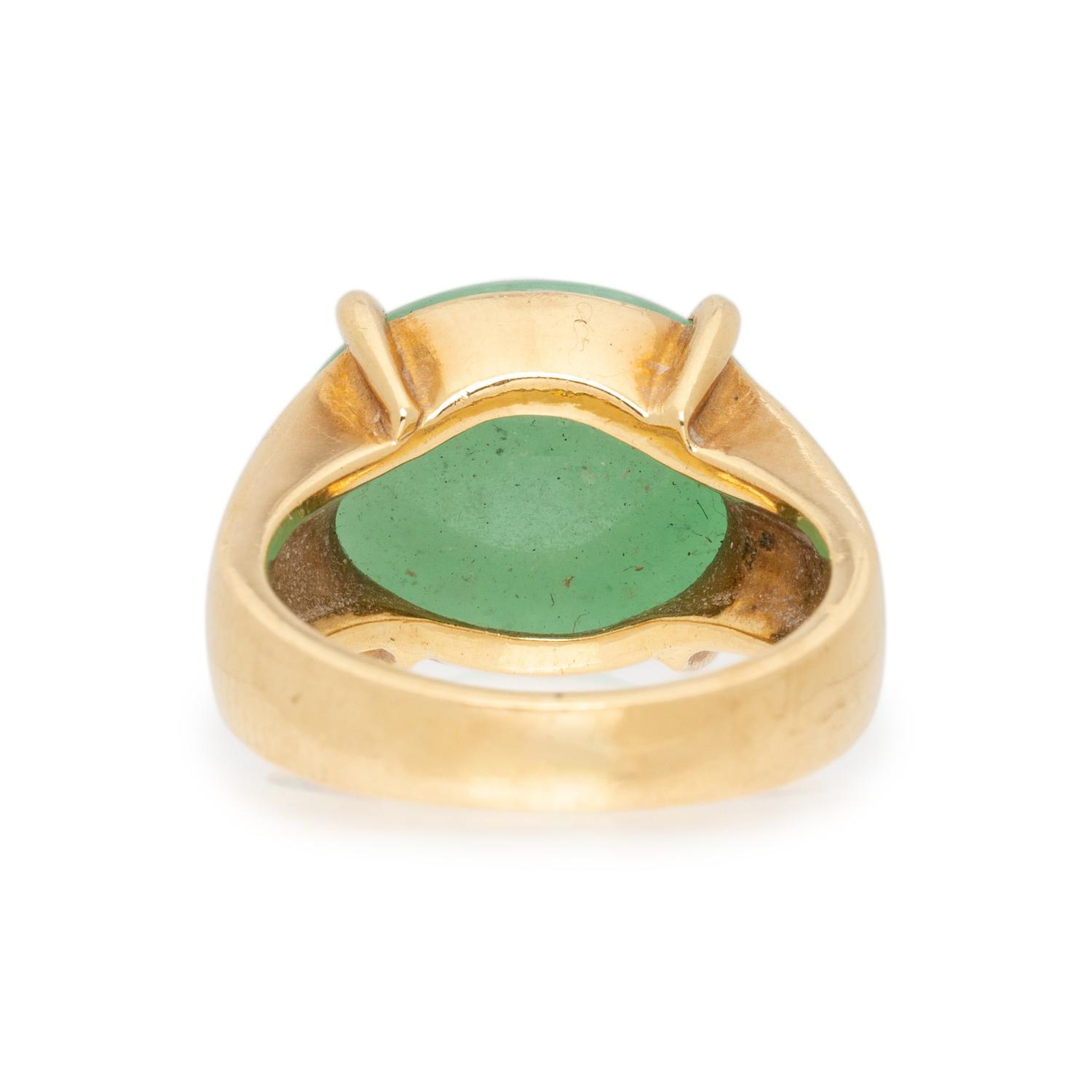GUMP'S, YELLOW GOLD AND JADE RING