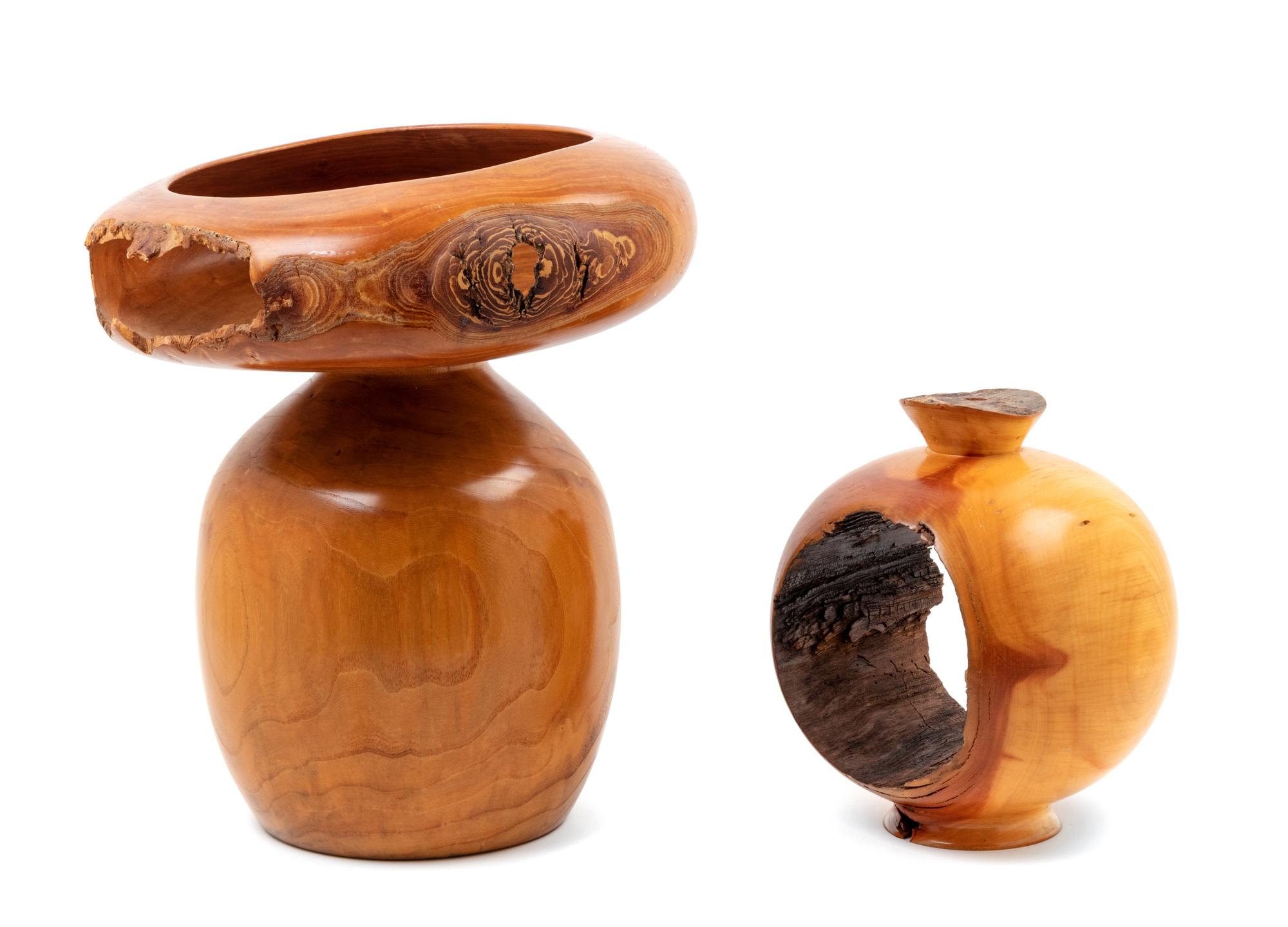 Two Turned Wood Vessels