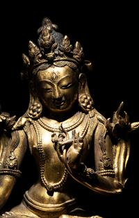 A Sino-Tibetan Gilt Bronze Figure of Tara