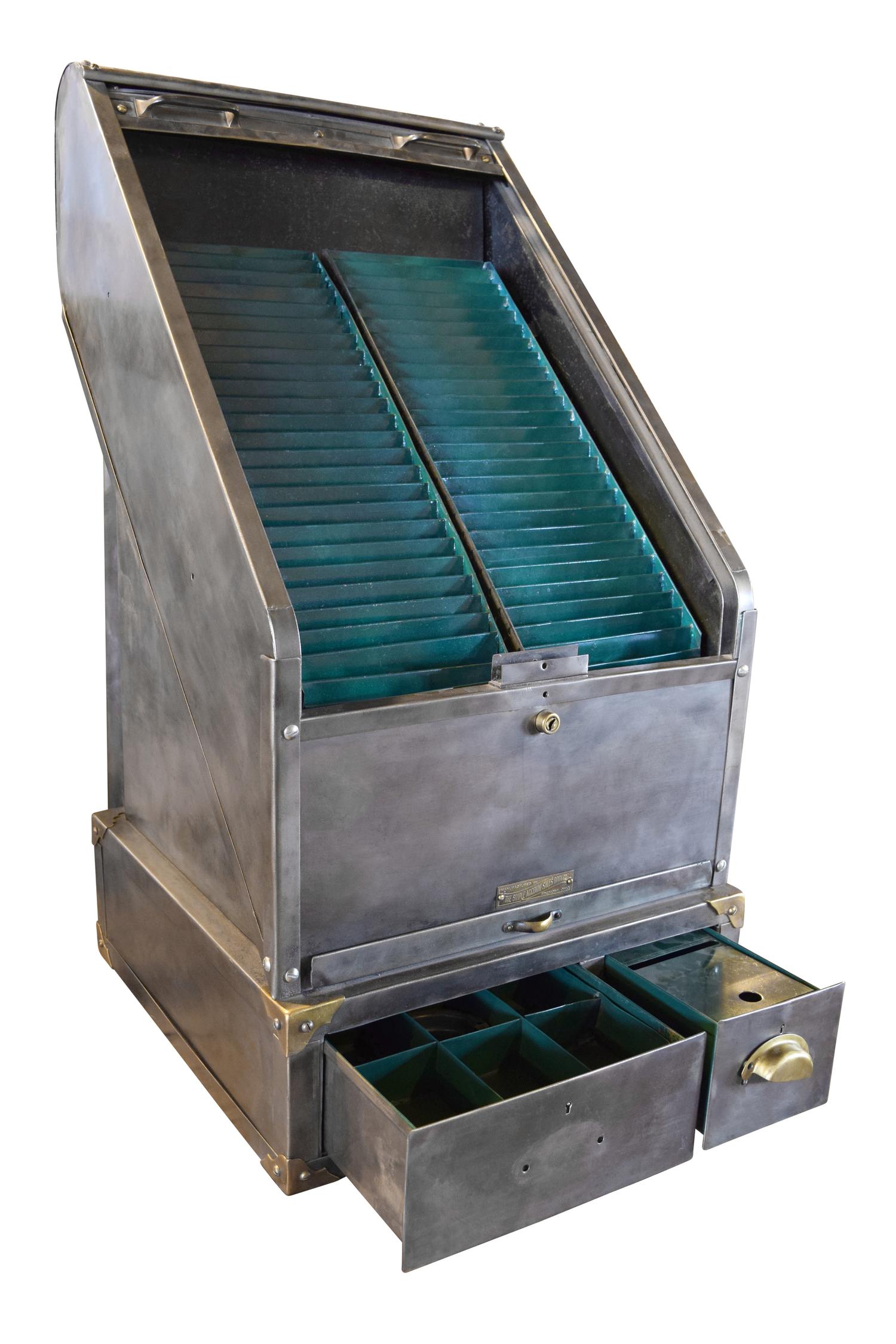 A Steel Industrial Timecard Case 18" W x 21" D x 34" H — United States, Circa 1930