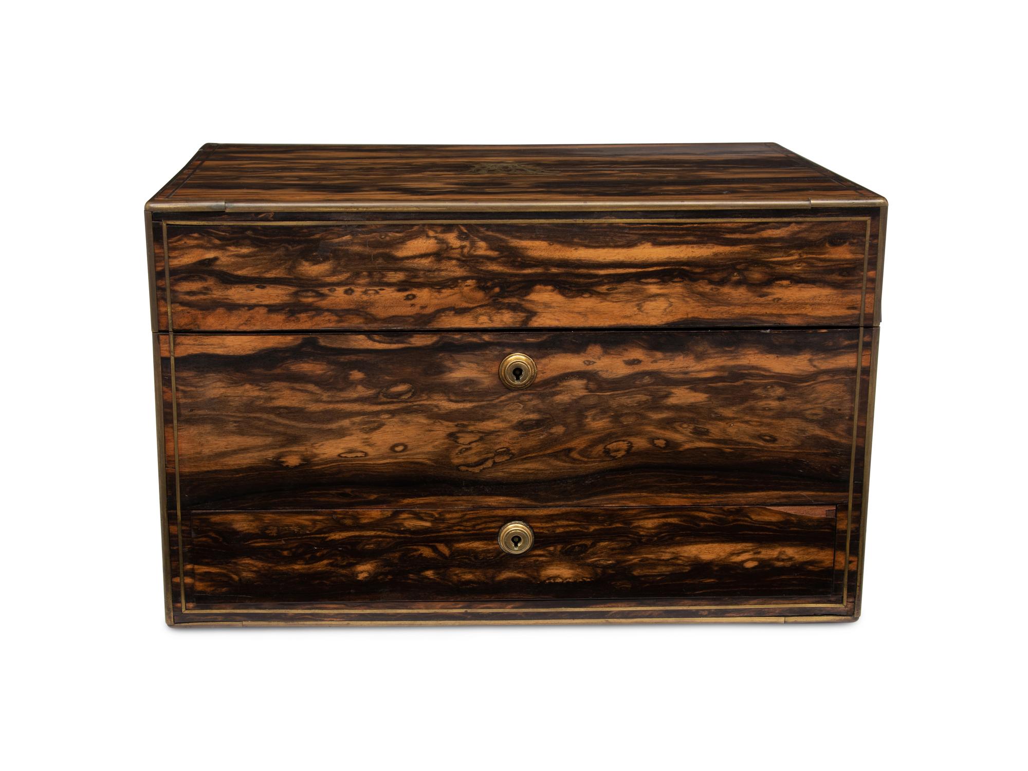A Regency Calamander and Brass-Inlaid Campaign Toiletry Kit