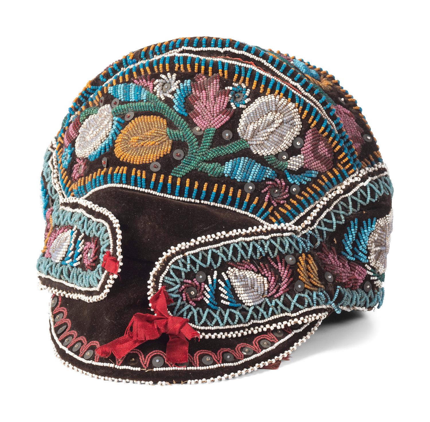 Haudenosaunee Beaded Cap, with Visor