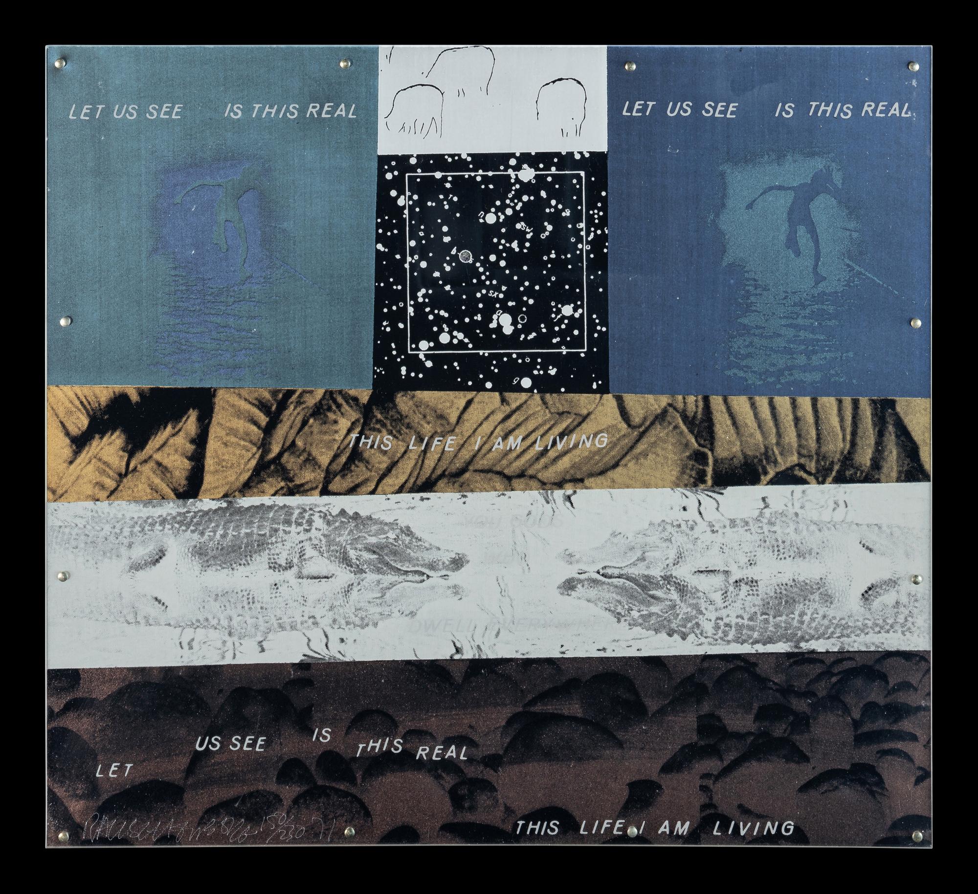 Opal Gospel (complete set of ten screenprints in colors on movable acrylic panels with the original Lucite base and screenprinted stainless steel cover), 1971