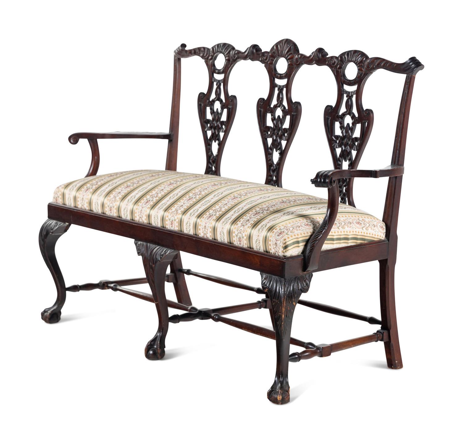 A George III Style Carved Mahogany Settee