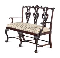 A George III Style Carved Mahogany Settee
