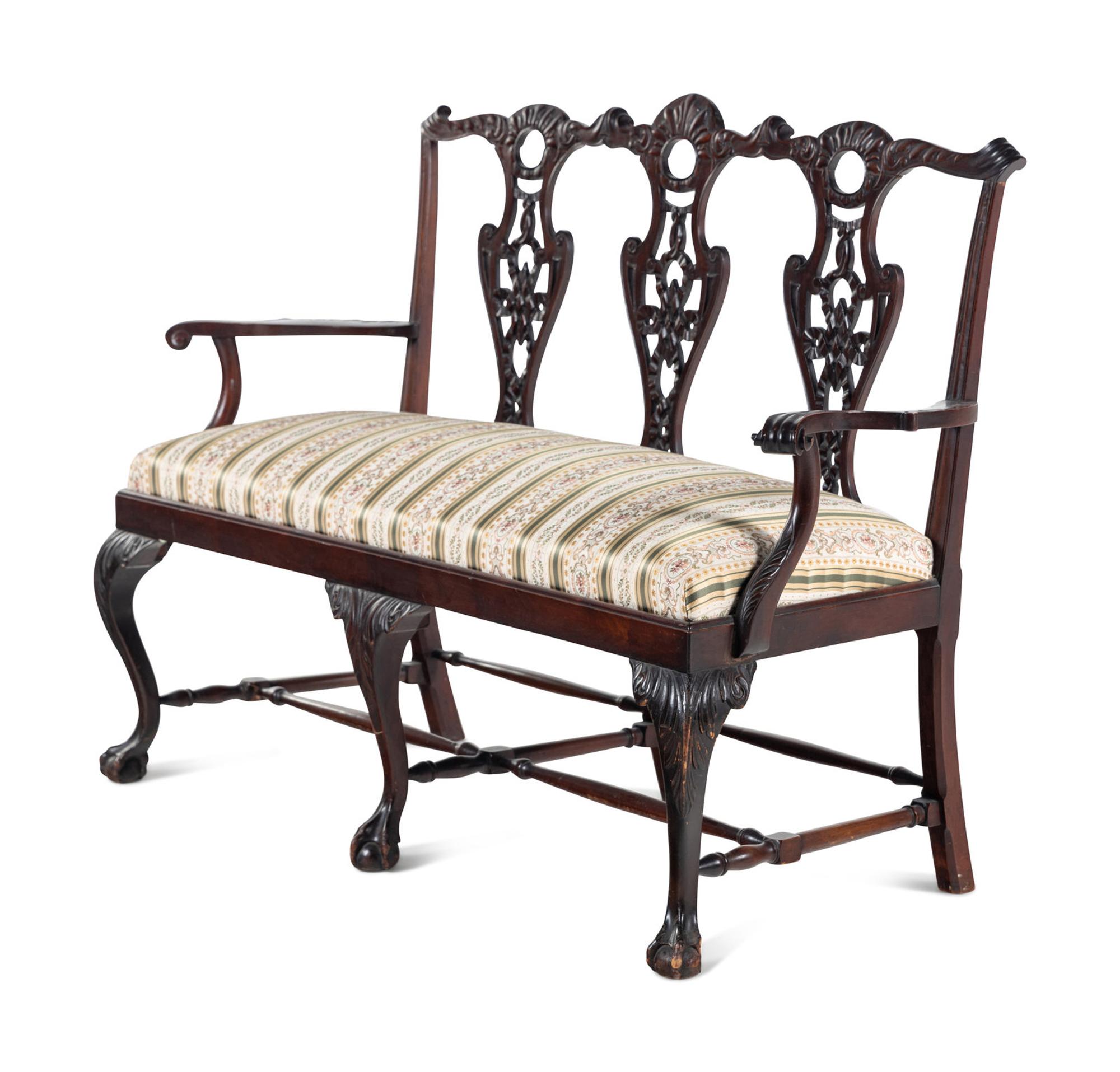 A George III Style Carved Mahogany Settee
