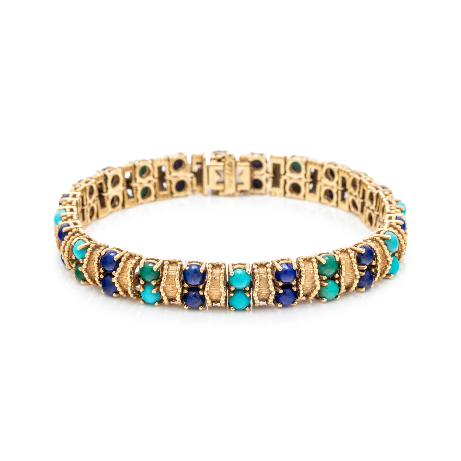 CARTIER, YELLOW GOLD AND HARDSTONE BRACELET