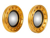 A Pair of English Gilt Framed Bull's Eye Mirrors — 19TH CENTURY