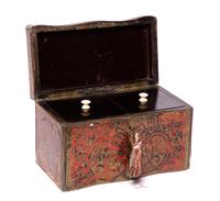 Louis Philippe Boulle Tea Chest Height 5 1/8 x length 8 7/8 x depth 4 3/4 inches.