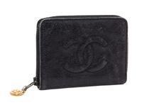 A Chanel Black Caviar Leather Coin Purse, 4.5" x 3.5" x 5".