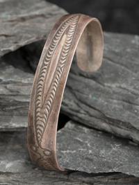 Slender Navajo Stamped and Chiseled Ingot Cuff Bracelet