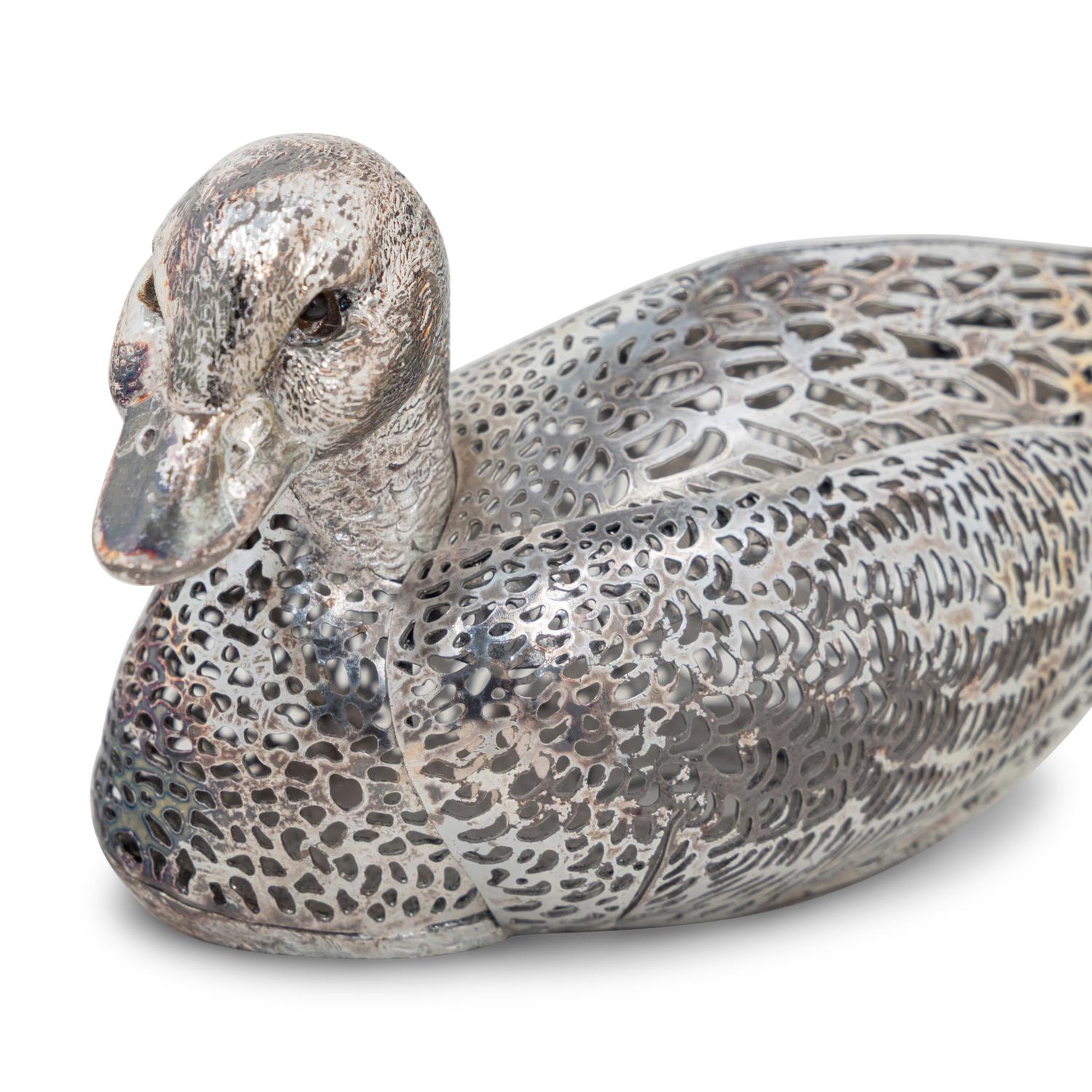A Pair of Christofle Silver-Plate Duck Figures