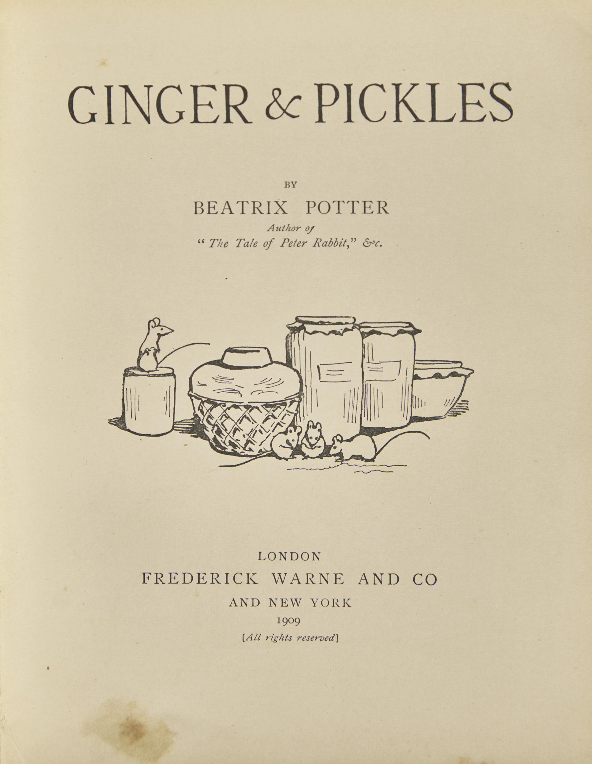 [Sendak, Maurice] Potter, Beatrix. Ginger & Pickles
