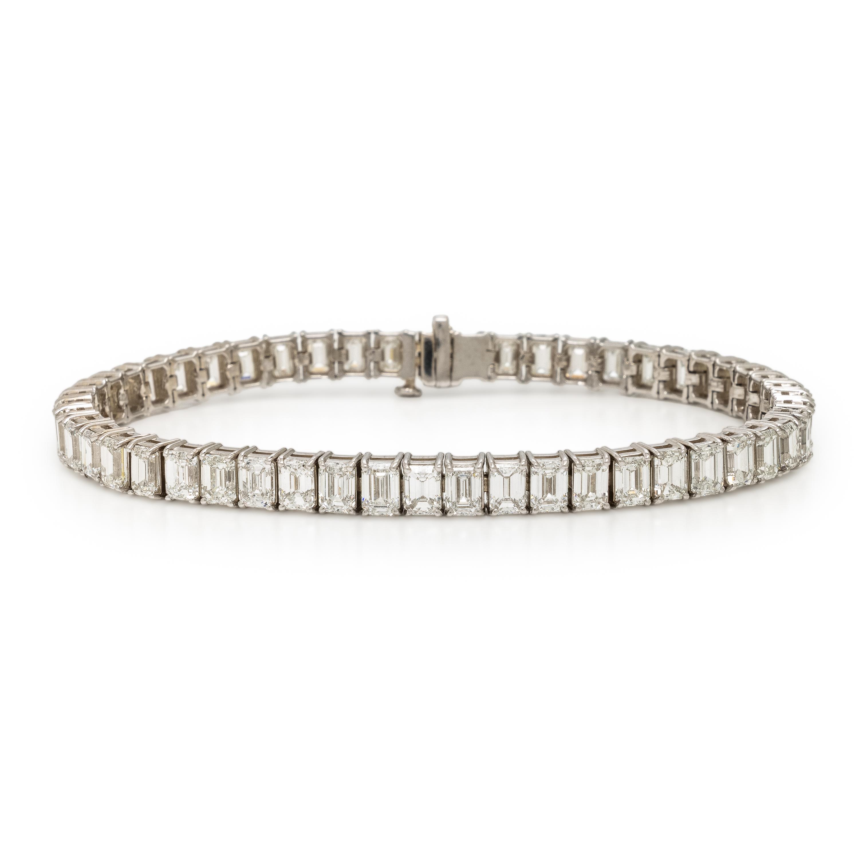 Diamond and White Gold Line Bracelet