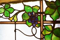A Grape Vine Scenic Leaded Glass Window 60" W x 1.5" D x 24.5" H — United States, Circa 1900