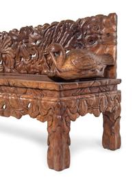 A Pair of Chinese Export Carved Hardwood Benches