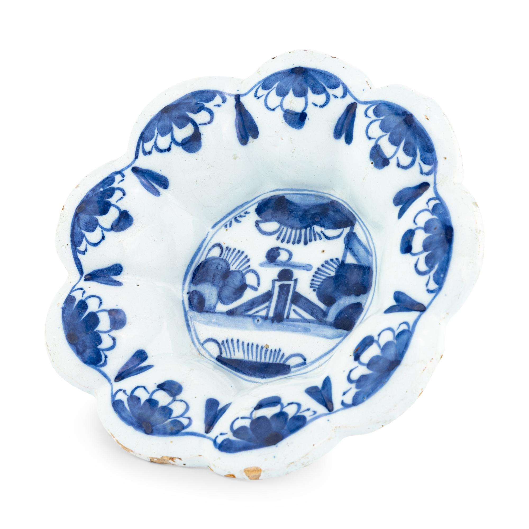 A Dutch Delft Blue and White Lobed Bowl