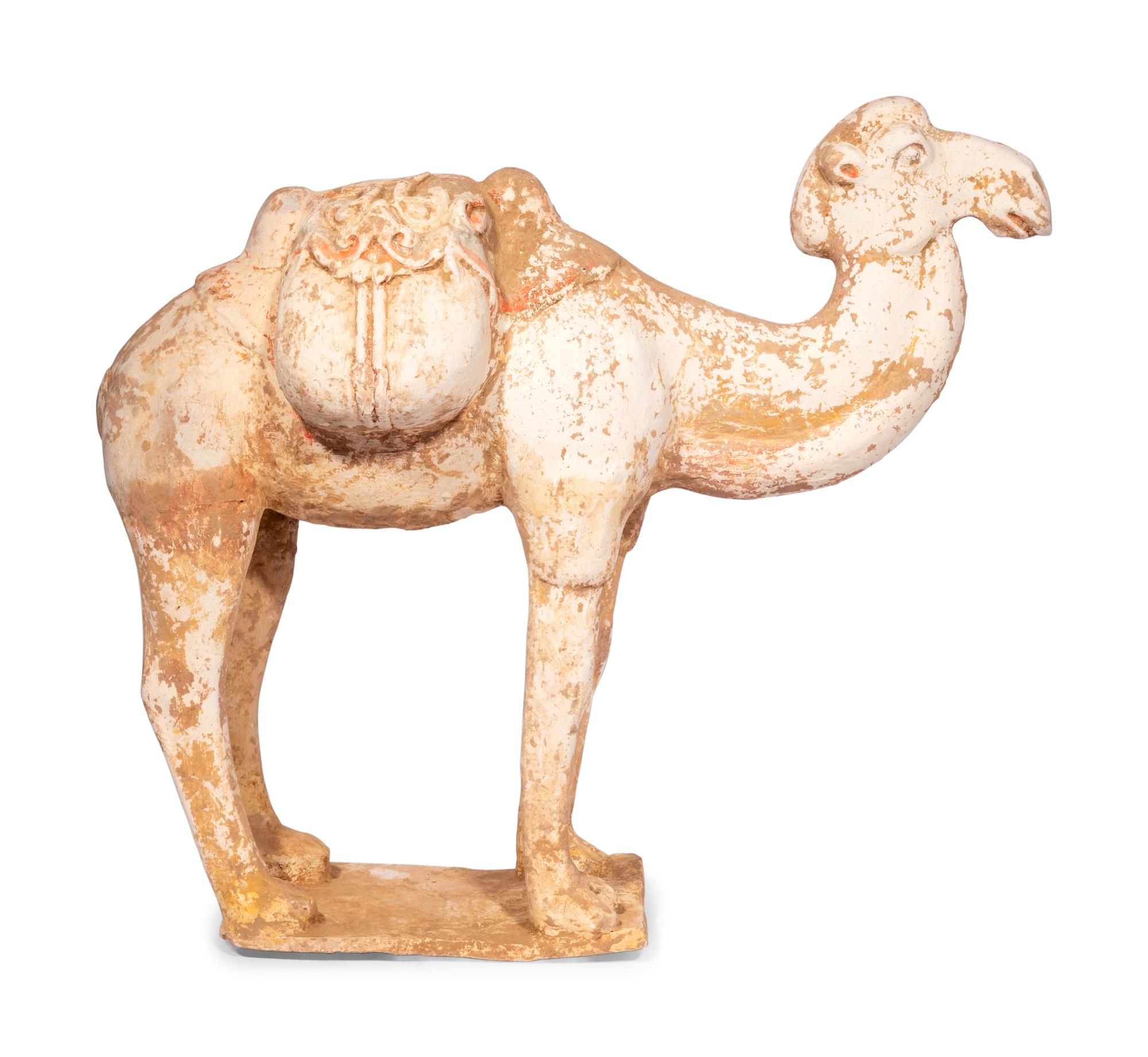 A Chinese Pottery Figure of a Caparisoned Camel