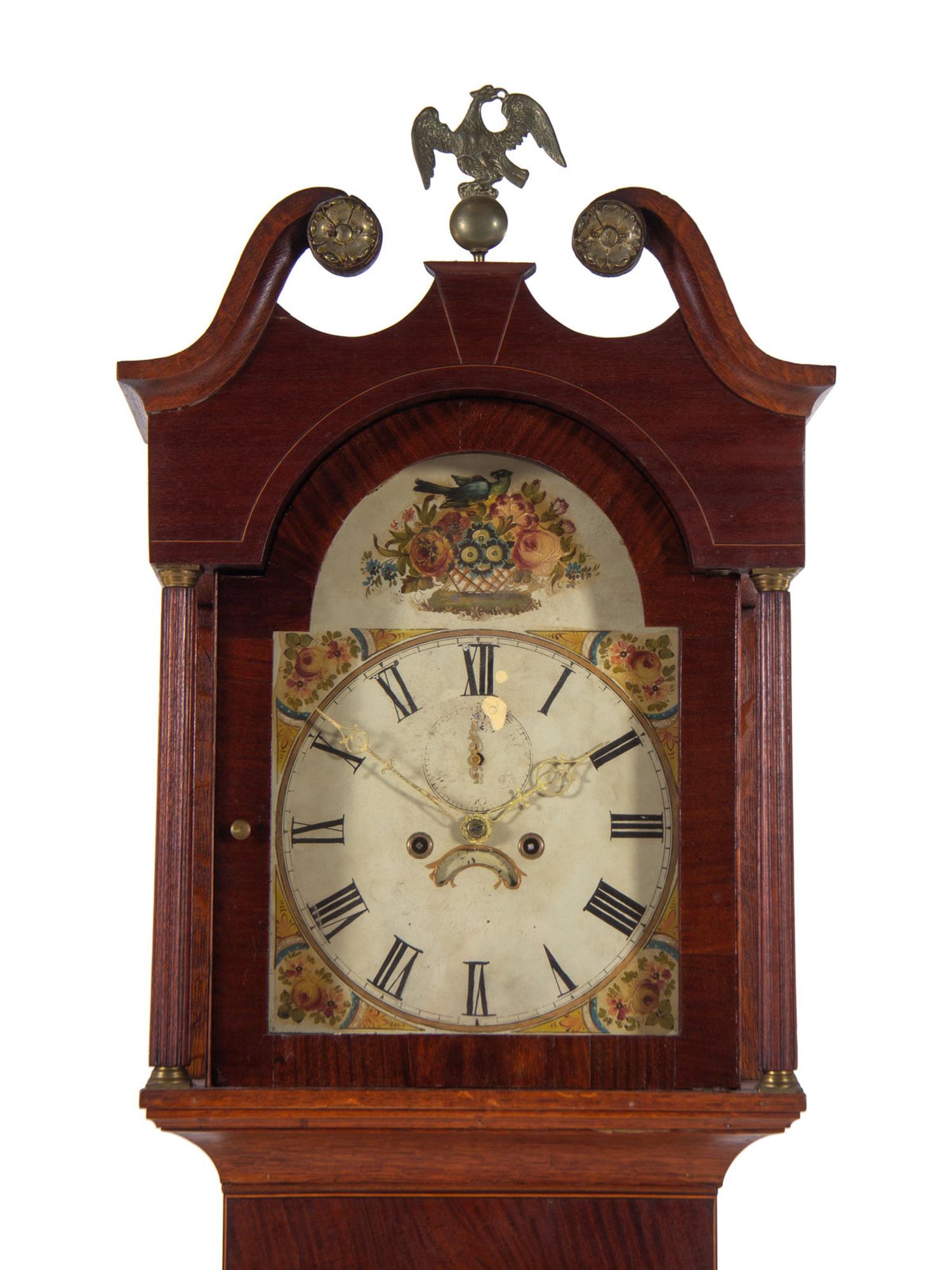 A Federal Oak and Mahogany Tall Case Clock