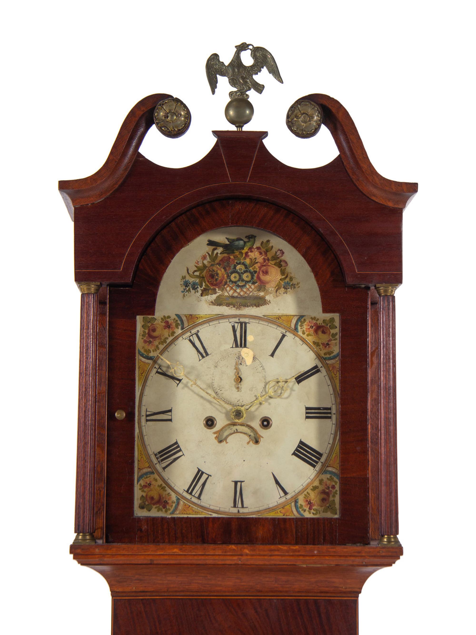 A Federal Oak and Mahogany Tall Case Clock