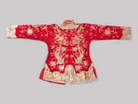Two Sets of Embroidered Silk Wedding Gowns